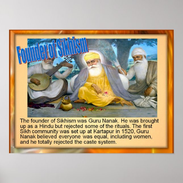 Education, Religion,Founder of Sikhism, Guru Nanak Poster (Front)