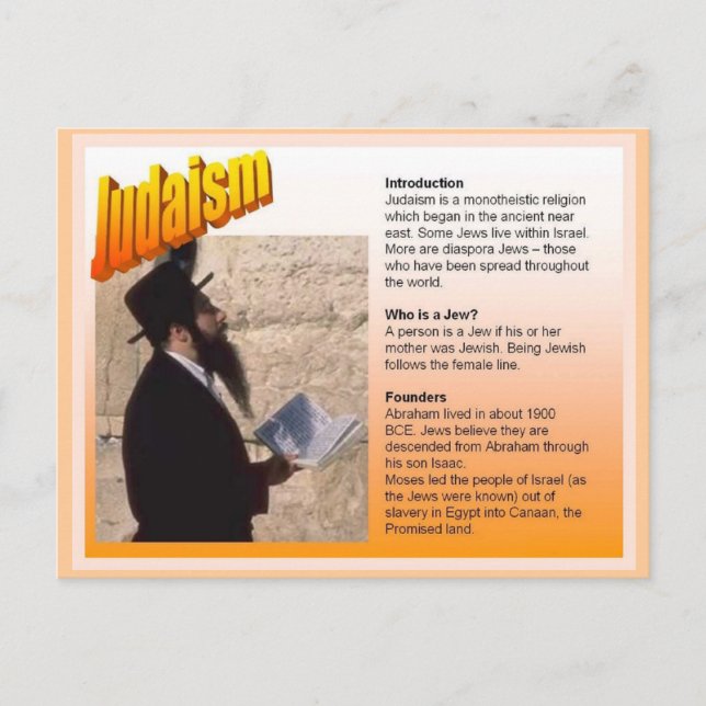 Education, Religion, Judaism, Introduction Postcard (Front)
