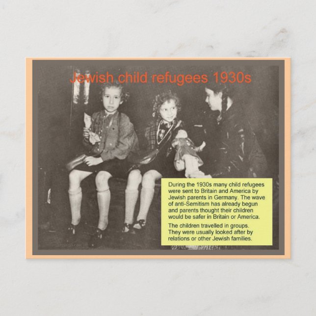 Education, Religion, Judaism, Jewish refugees 1930 Postcard (Front)