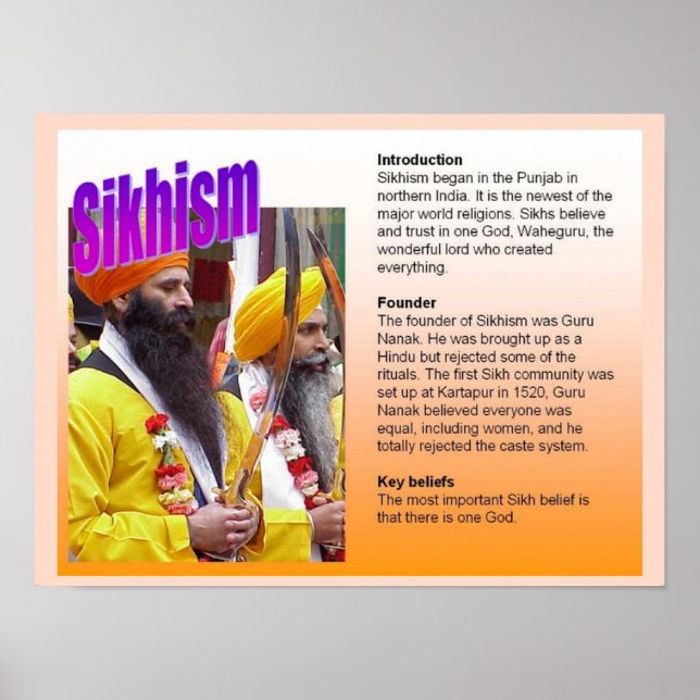 Education,  Religion, Sikhism Key Beliefs Poster (Front)