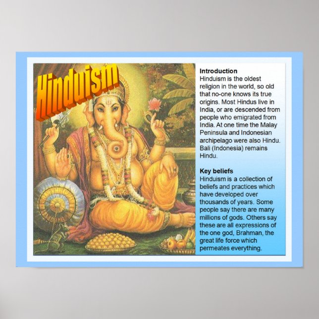 Education, World Religions, Hinduism Fact File Poster (Front)