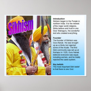 Education, World Religions, Sikhism fact file Poster