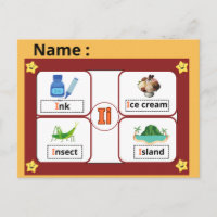 Educational Alphabet Letter I Flashcard for Kids