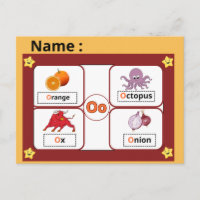 Educational Alphabet Letter O Flashcard for Kids
