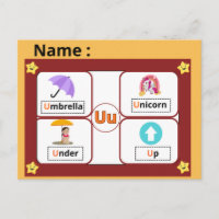 Educational Alphabet Letter U Flashcard for Kids