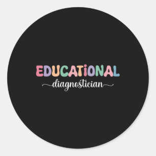Educational Diagnostician Retro Groovy Hearts Love Classic Round Sticker