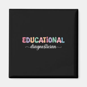 Educational Diagnostician Retro Groovy Hearts Love Magnet