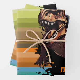 Educational Dino Evolution, Kids Birthday Gift  Wrapping Paper Sheet