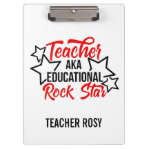 Educational Rock Star Black Red Teacher Clipboards