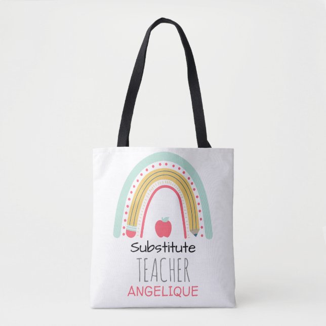 Educational Spectrum:Substitute Teacher's Rainbow  Tote Bag (Front)