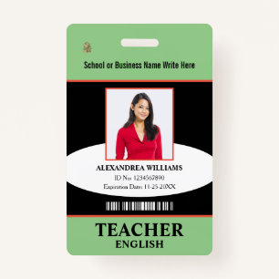 Educational Teacher Employee Photo Name ID  ID Badge