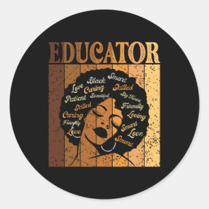 Educator Afro African American Women Black History Classic Round Sticker