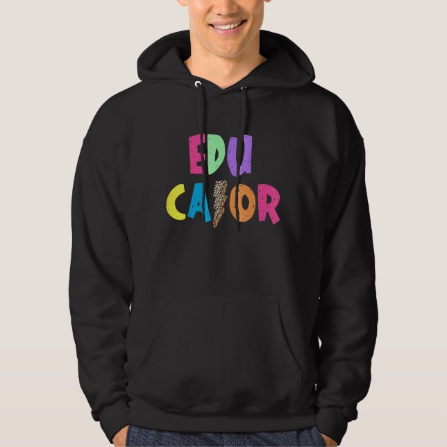 Educator Colourful Lightening Bolt School Staff Hoodie (Front)