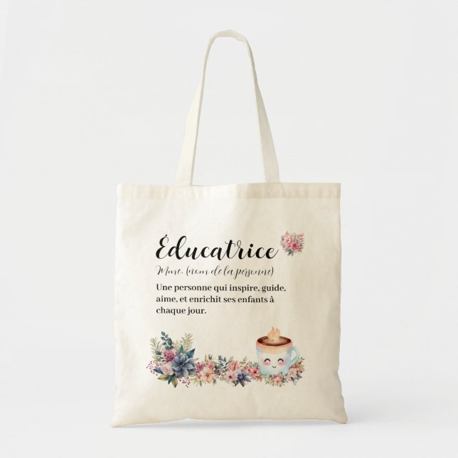 Éducatrice cusomizable french tote bag (Front)