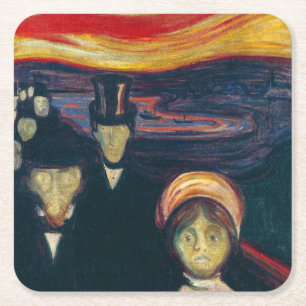 Edvard Munch - Anxiety Square Paper Coaster
