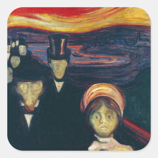 Edvard Munch - Anxiety Square Sticker (Front)