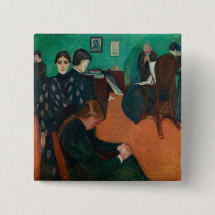 Edvard Munch - Death in the Sickroom v1 15 Cm Square Badge