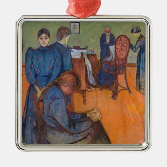 Edvard Munch - Death in the Sickroom v2 Metal Tree Decoration (Front)