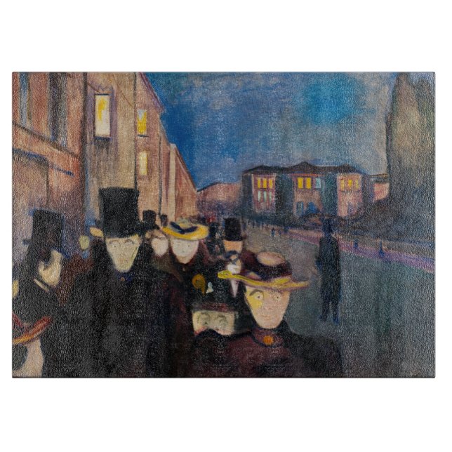 Edvard Munch - Evening on Karl Johan Street Cutting Board (Front)