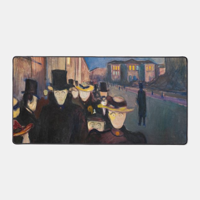 Edvard Munch - Evening on Karl Johan Street Desk Mat (Front)