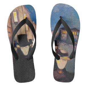 Edvard Munch - Evening on Karl Johan Street Flip Flops