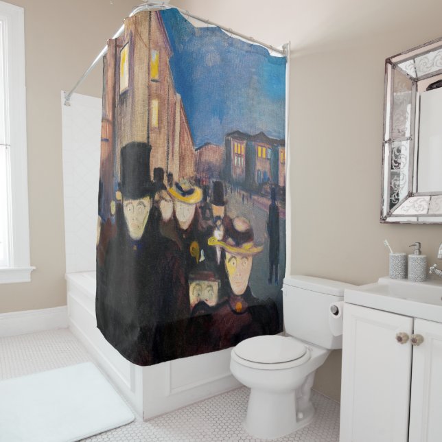 Edvard Munch - Evening on Karl Johan Street Shower Curtain (In Situ)