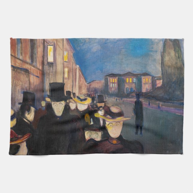 Edvard Munch - Evening on Karl Johan Street Tea Towel (Horizontal)