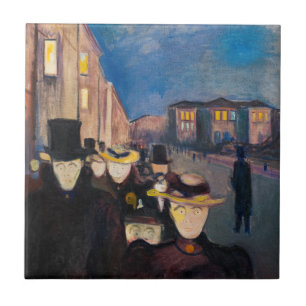 Edvard Munch - Evening on Karl Johan Street Tile