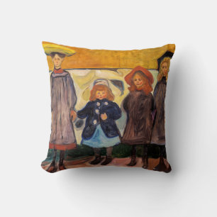 Edvard Munch - Four Girls in Asgardstrand Cushion