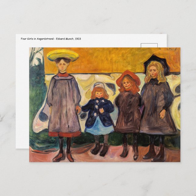 Edvard Munch - Four Girls in Asgardstrand Postcard (Front/Back)