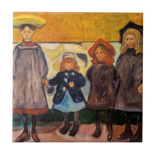 Edvard Munch - Four Girls in Asgardstrand Tile
