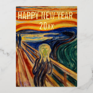 Edvard Munch - Happy New Year from the Scream Foil Holiday Postcard