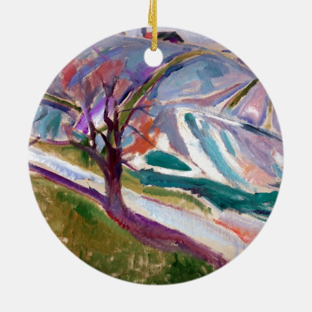Edvard Munch Landscape, Kragerø Ceramic Tree Decoration (Back)