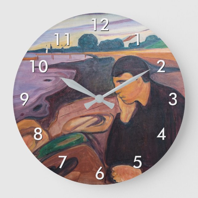 Edvard Munch - Melancholy 1894 Large Clock (Front)