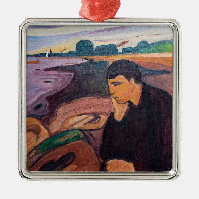 Edvard Munch - Melancholy 1894 Metal Tree Decoration (Front)