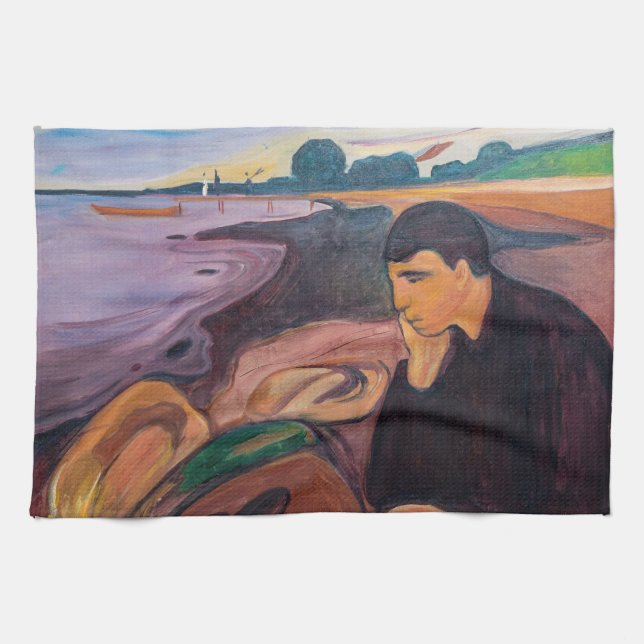 Edvard Munch - Melancholy 1894 Tea Towel (Horizontal)