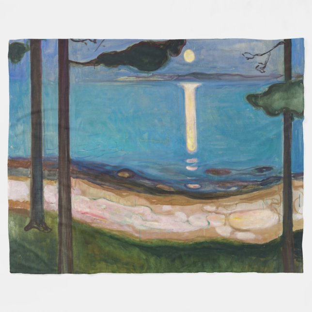 Edvard Munch - Moonlight Fleece Blanket (Front (Horizontal))