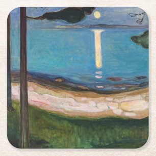 Edvard Munch - Moonlight Square Paper Coaster