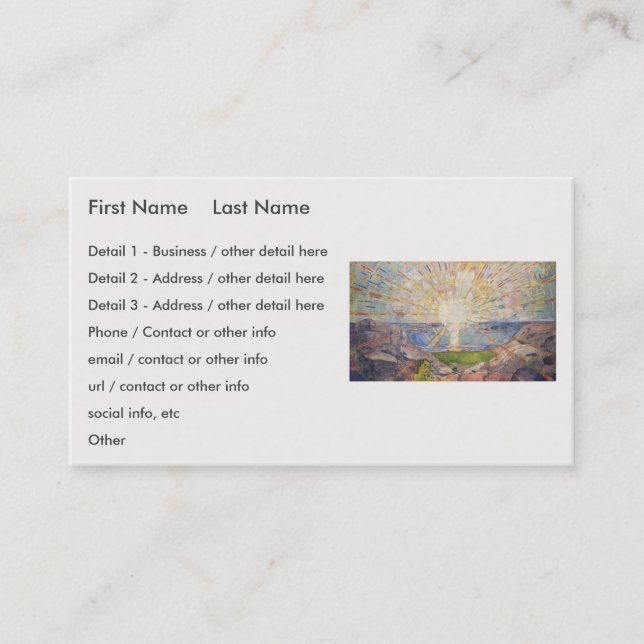 Edvard Munch Mural Painting The Sun (Solen) (1911) Business Card (Front)