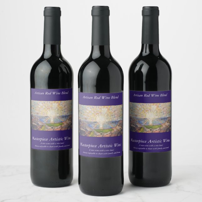 Edvard Munch Mural Painting The Sun (Solen) (1911) Wine Label (Bottles)