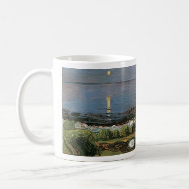 Edvard Munch Painting, Summer Night by the Beach Coffee Mug (Left)