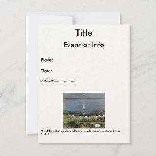 Edvard Munch Painting, Summer Night by the Beach Invitation