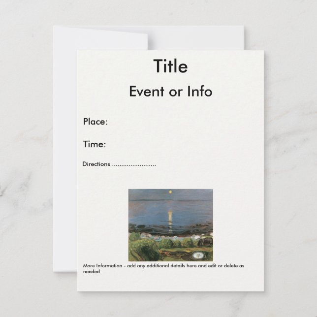 Edvard Munch Painting, Summer Night by the Beach Invitation (Back)