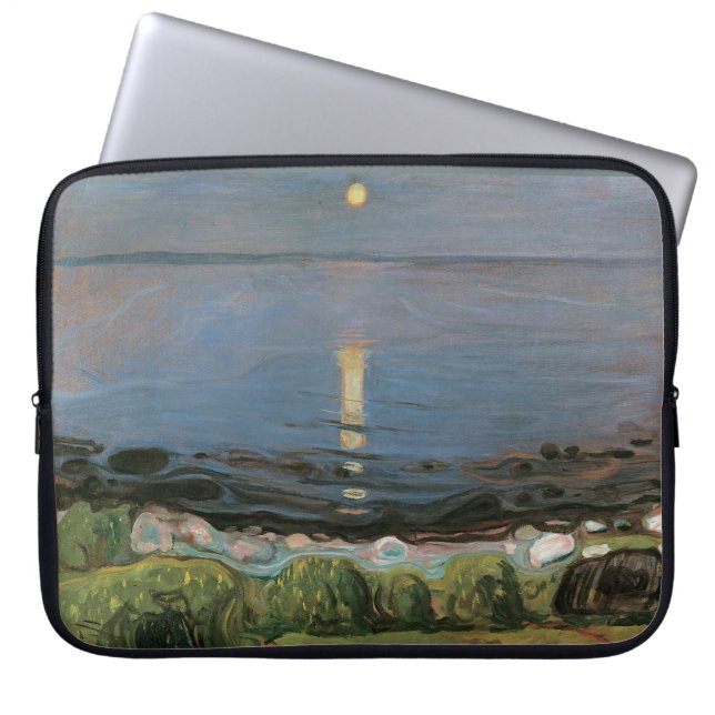 Edvard Munch Painting, Summer Night by the Beach Laptop Sleeve (Front)