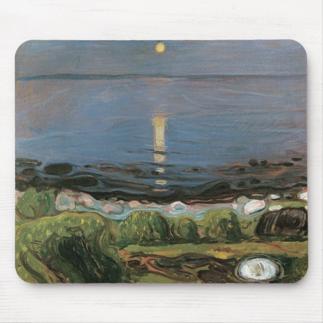 Edvard Munch Painting, Summer Night by the Beach Mouse Mat (Front)