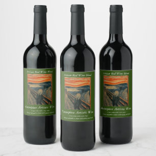 Edvard Munch Painting The Scream (Skrik) 1893 Wine Label