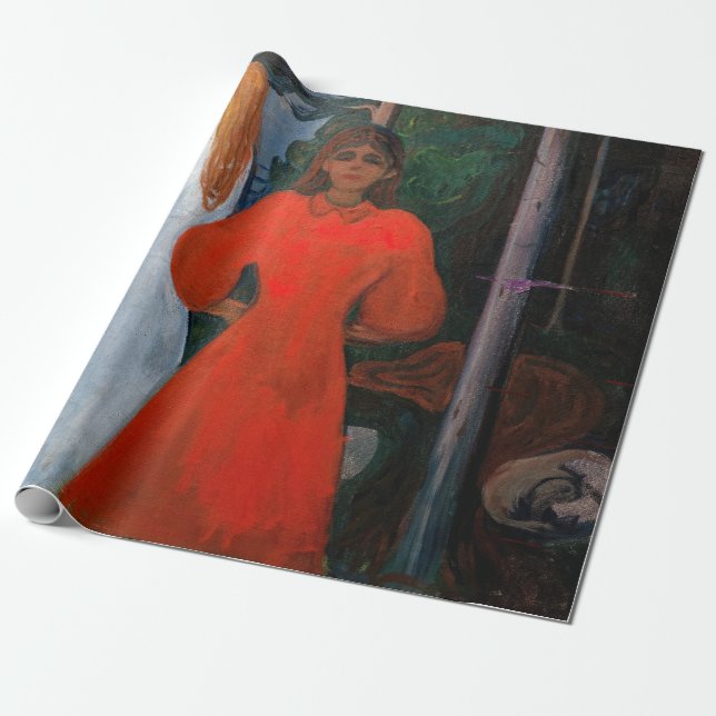Edvard Munch - Red and White Wrapping Paper (Unrolled)