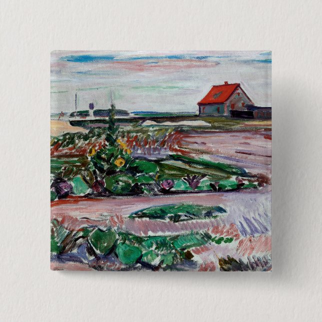 Edvard Munch - Seashore. Landscape near Lubeck 15 Cm Square Badge (Front)