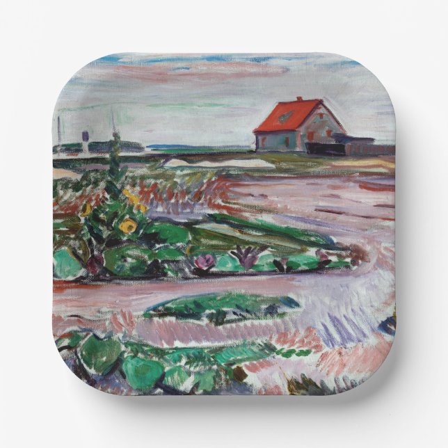 Edvard Munch - Seashore. Landscape near Lubeck Paper Plate (Front)