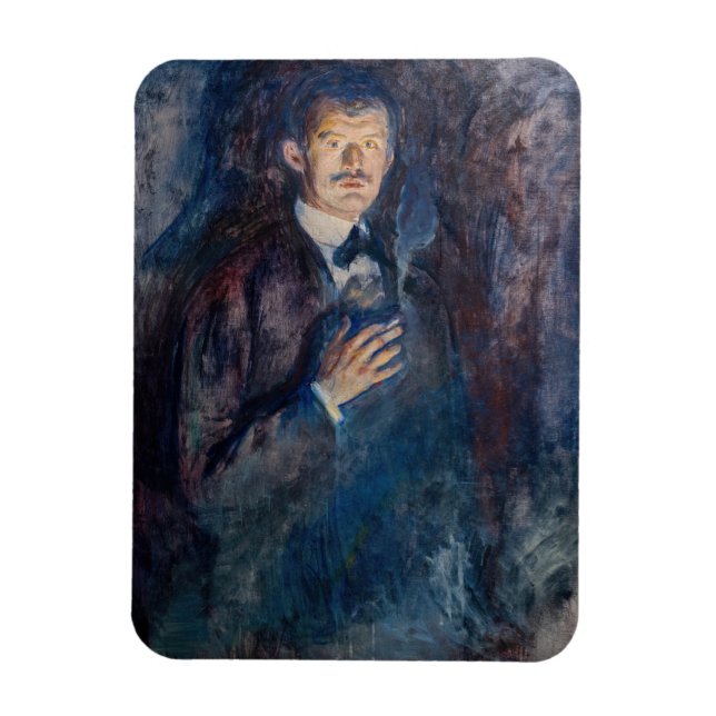 Edvard Munch - Self-Portrait with Cigarette Magnet (Vertical)